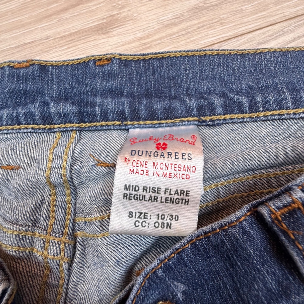 Vintage Y2K Lucky Brand Dungarees Mid Rise Flare Jeans Blue‎ Medium Wash Sz 30 - Picture 2 of 7